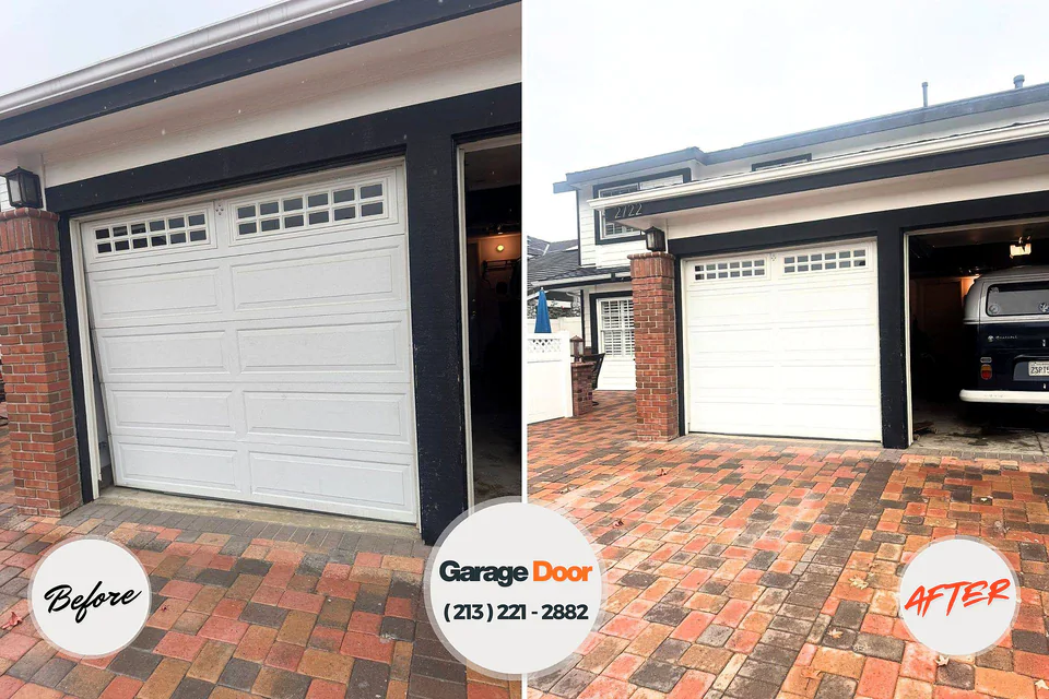 Before and after: garage door repair Norwood, OK